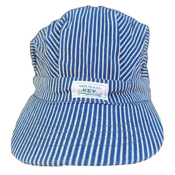 Imperial Other - Vintage Key Imperial Railroad Train Conductor Slouch Hat Cap Hickory Stripe M18